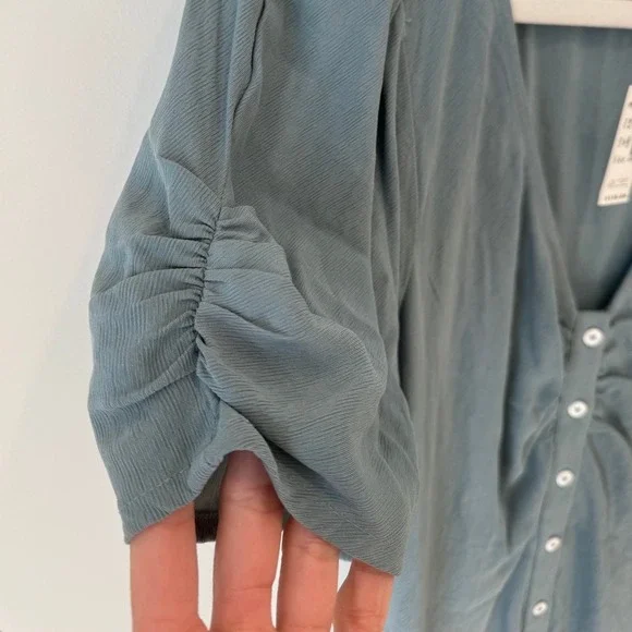 Madewell V-Neck Button-Front Mini Dress in Faded River Blue, Size 8 US, NWT - Picture 8 of 11